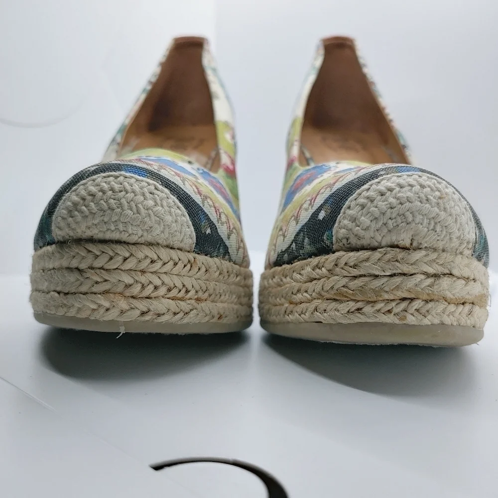 Nine West Vintage American Collection Colorful Summer Wedge Espadrilles Sz 10